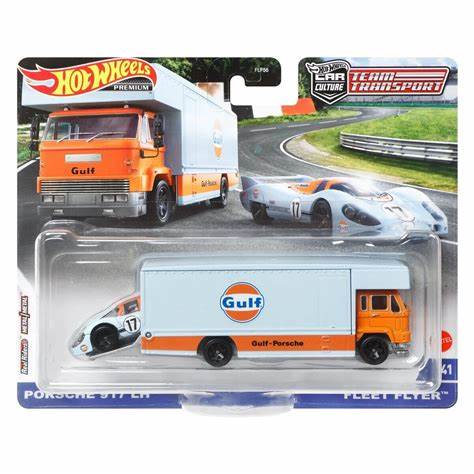 Hot Wheels Premium Car Culture Team Transport, Gulf Porsche 917 LH Fleet Flyer (HCR36)