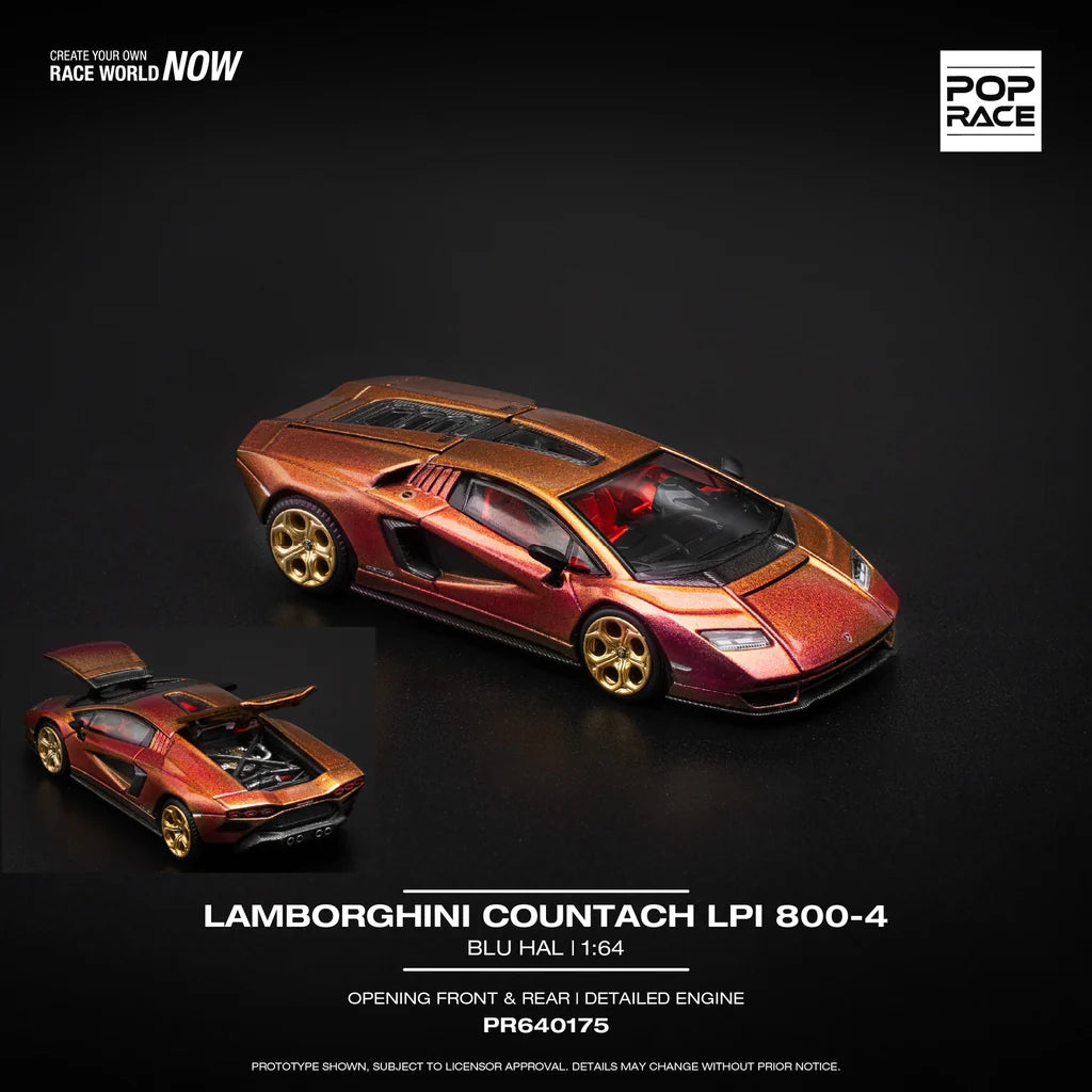 POPRACE 1/64 -  Lamborghini Countach LPI 800-4 - "Blu Hal" - PR640175 VOIR NOTE. LAST ONE OPEN BOX. BOITE OUVERTE DERNIÈRE