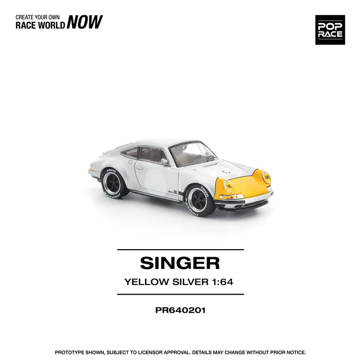 (PRE-ORDER 2026) POPRACE 1:64 Porsche Singer 911 SCCS Homage Yellow Silver PR640201