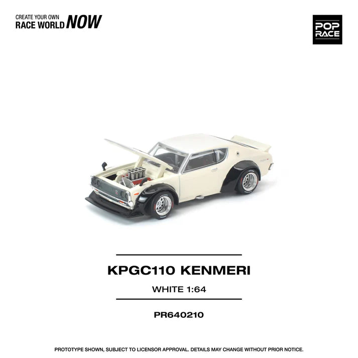 (PRE-ORDER 2026) POPRACE 1:64 Nissan Skyline KPGC110 Kenmeri White PR640210