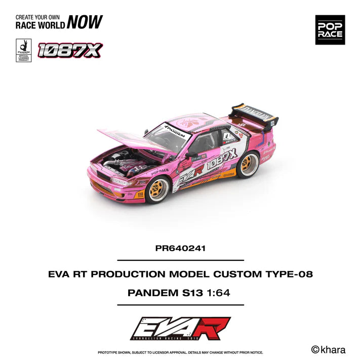 (PRE-ORDER 2026) POPRACE 1:64 Nissan Silvia S13 Pandem EVA RT Production Model Custom Type-08 x 1087X PR640241