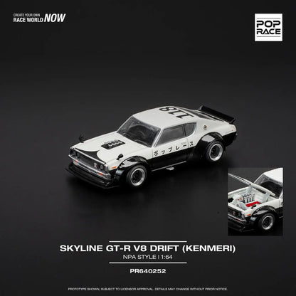 (PRE-0RDER 2025) POPRACE 1/64, SKYLINE GT-R V8 DRIFT (KENMERI) - NPA STYLE