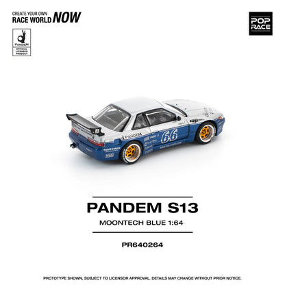 (PRE-0RDER 2025) POPRACE 1/64, PANDEM SILVIA S13 MOONTECH BLUE PR640264