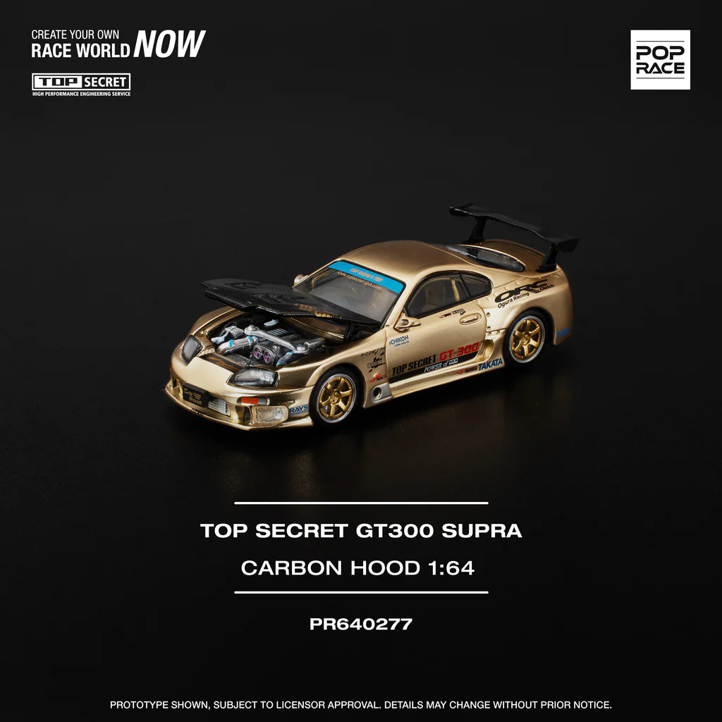 (PRE-0RDER 2025) POPRACE 1/64, TOP SECRET GT300 SUPRA - CHROME GOLD