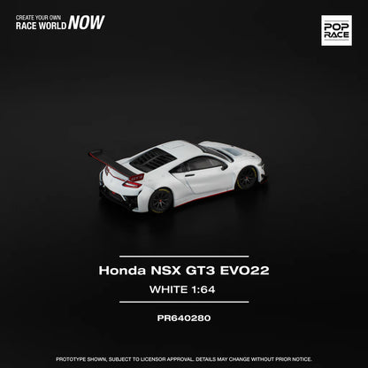 (PRE-0RDER 2025) POPRACE 1/64, HONDA NSX GT3 EVO22 - WHITE, PR640280