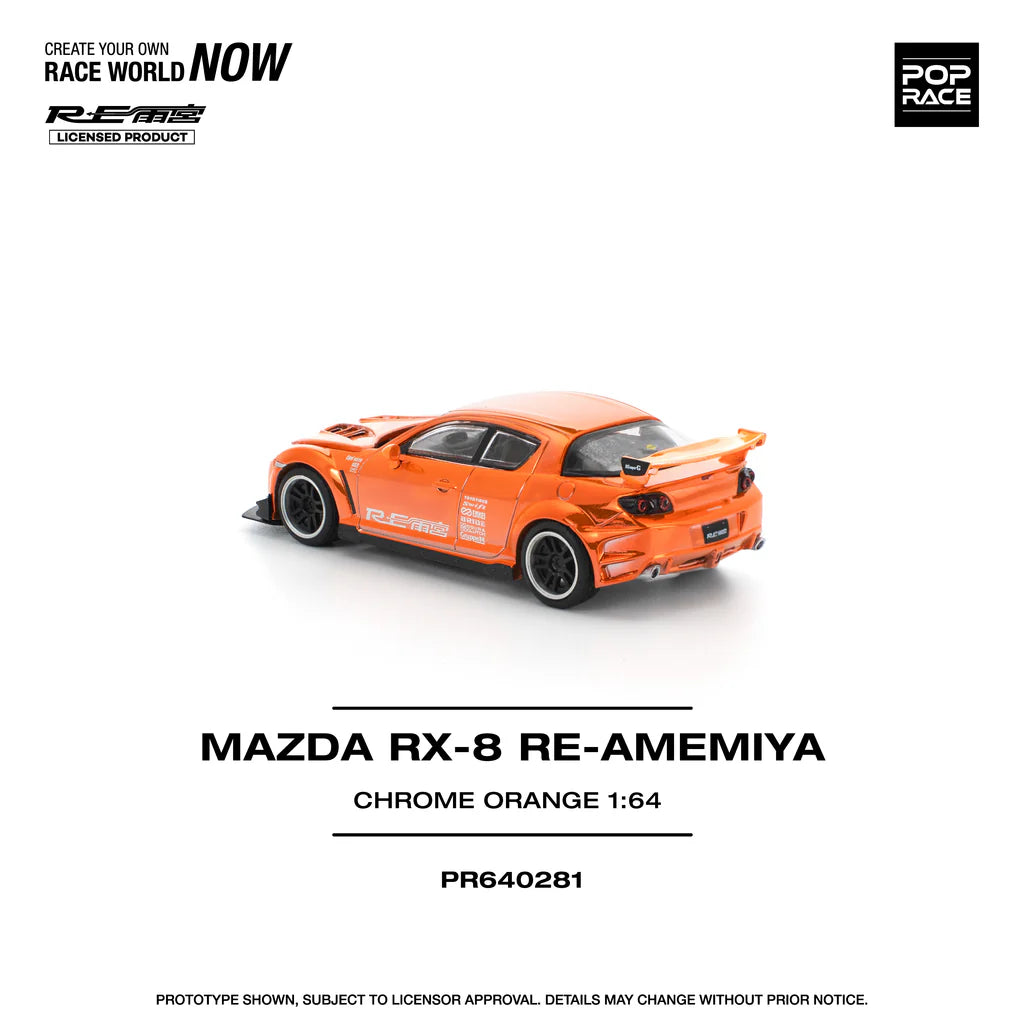 (PRE-0RDER 2025) POPRACE 1/64, Mazda RX-8 RE-Amemiya - Chrome Orange, PR640281