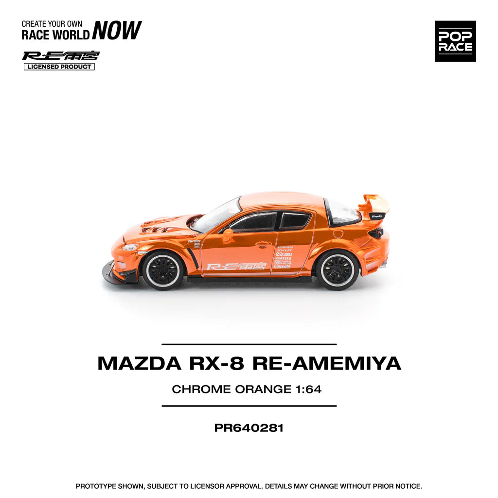 (PRE-0RDER 2025) POPRACE 1/64, Mazda RX-8 RE-Amemiya - Chrome Orange, PR640281