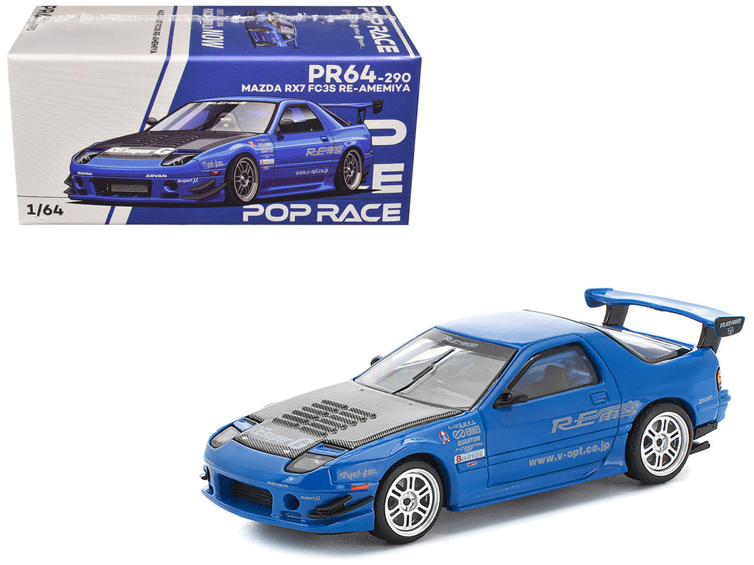 POPRACE 1/64-MAZDA RX7 (FC3S) RE-AMEMIYA - RE-AMEMIYA BLUE PR640290