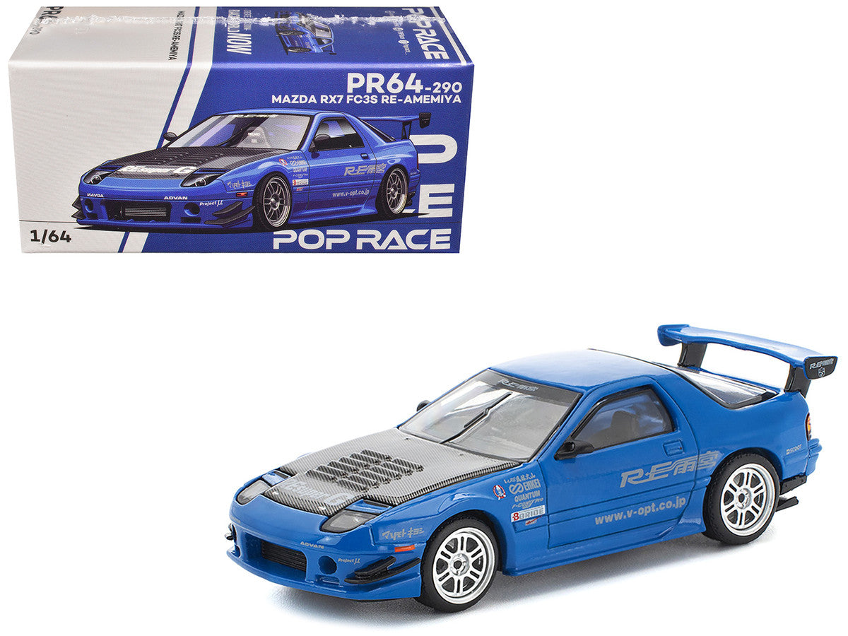 POPRACE 1/64-MAZDA RX7 (FC3S) RE-AMEMIYA - RE-AMEMIYA BLUE PR640290