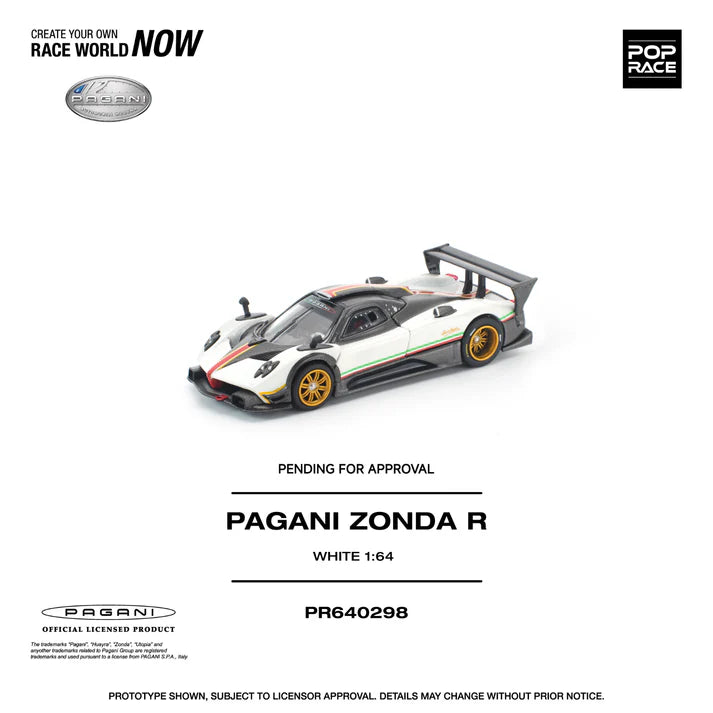 (PRE-ORDER 2026) POPRACE 1:64 Pagani Zonda R White PR640298