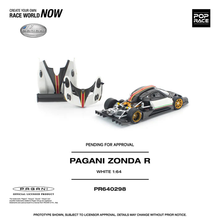(PRE-ORDER 2026) POPRACE 1:64 Pagani Zonda R White PR640298