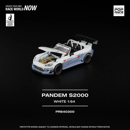 (PRE-ORDER 2026) POPRACE 1:64 Honda S2000 Pandem White PR640300