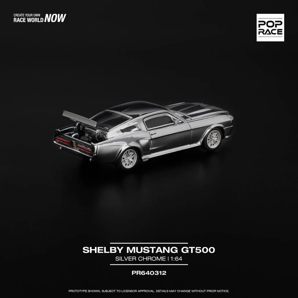 (PRE-0RDER 2025) POPRACE 1/64, SHELBY MUSTANG GT500 - SILVER CHROME, PR640312