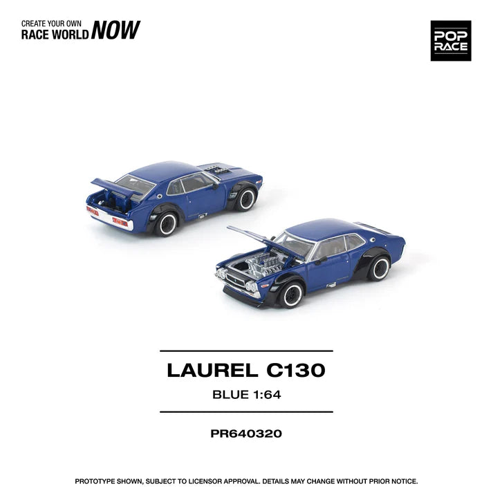 (PRE-ORDER 2026) POPRACE 1:64 Nissan Laurel C130 Blue PR640320