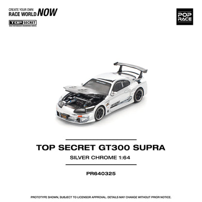POPRACE 1/64 - Top Secret GT300 Toyota Supra - Silver Chrome - PR640325