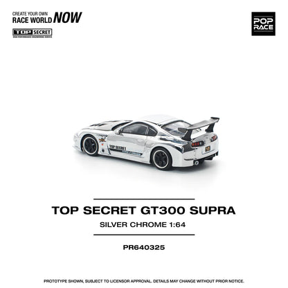 POPRACE 1/64 - Top Secret GT300 Toyota Supra - Silver Chrome - PR640325