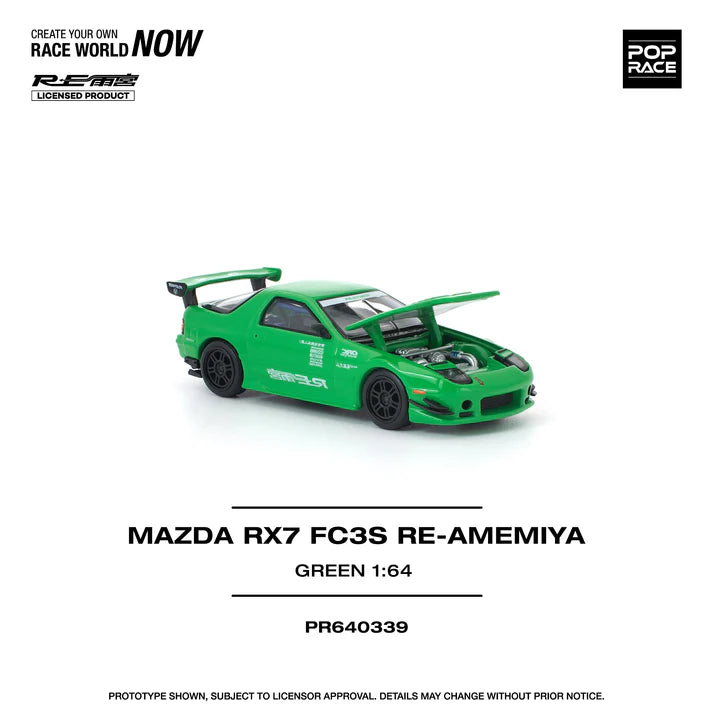 (PRE-ORDER 2026) POPRACE 1:64 Mazda RX-7 FC3S RE-Amemiya Green PR640339