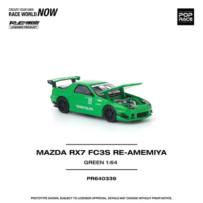 (PRE-ORDER 2026) POPRACE 1:64 Mazda RX-7 FC3S RE-Amemiya Green PR640339