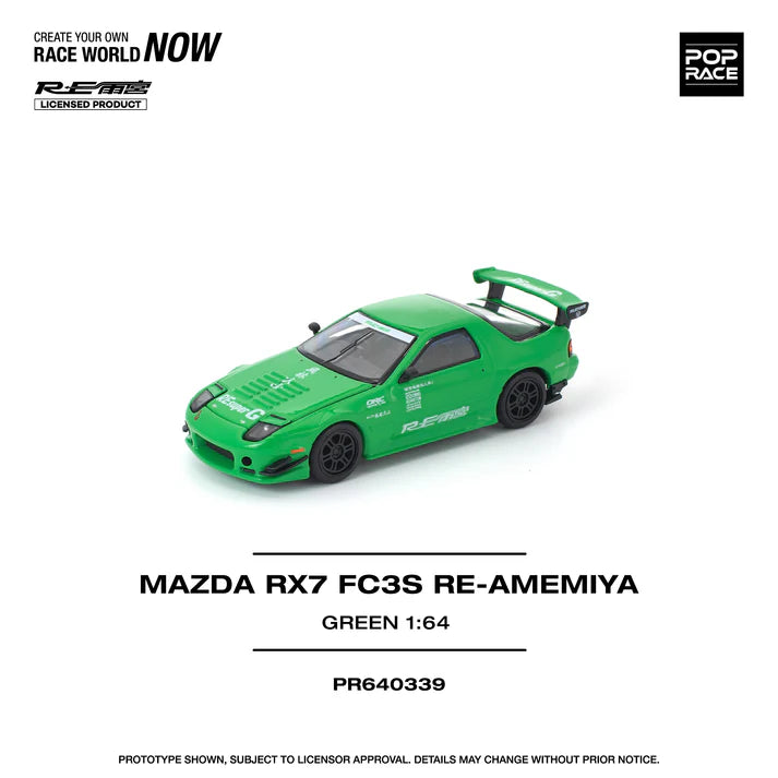 (PRE-ORDER 2026) POPRACE 1:64 Mazda RX-7 FC3S RE-Amemiya Green PR640339