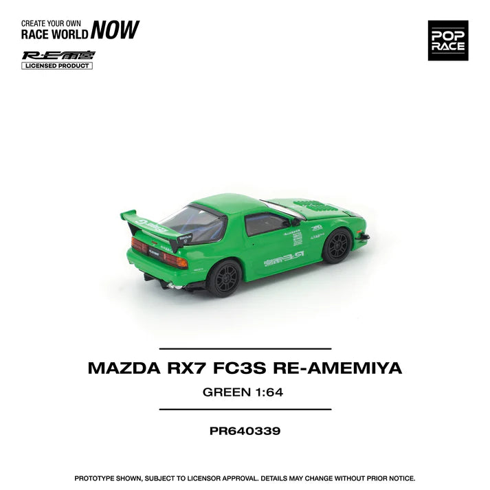 (PRE-ORDER 2026) POPRACE 1:64 Mazda RX-7 FC3S RE-Amemiya Green PR640339