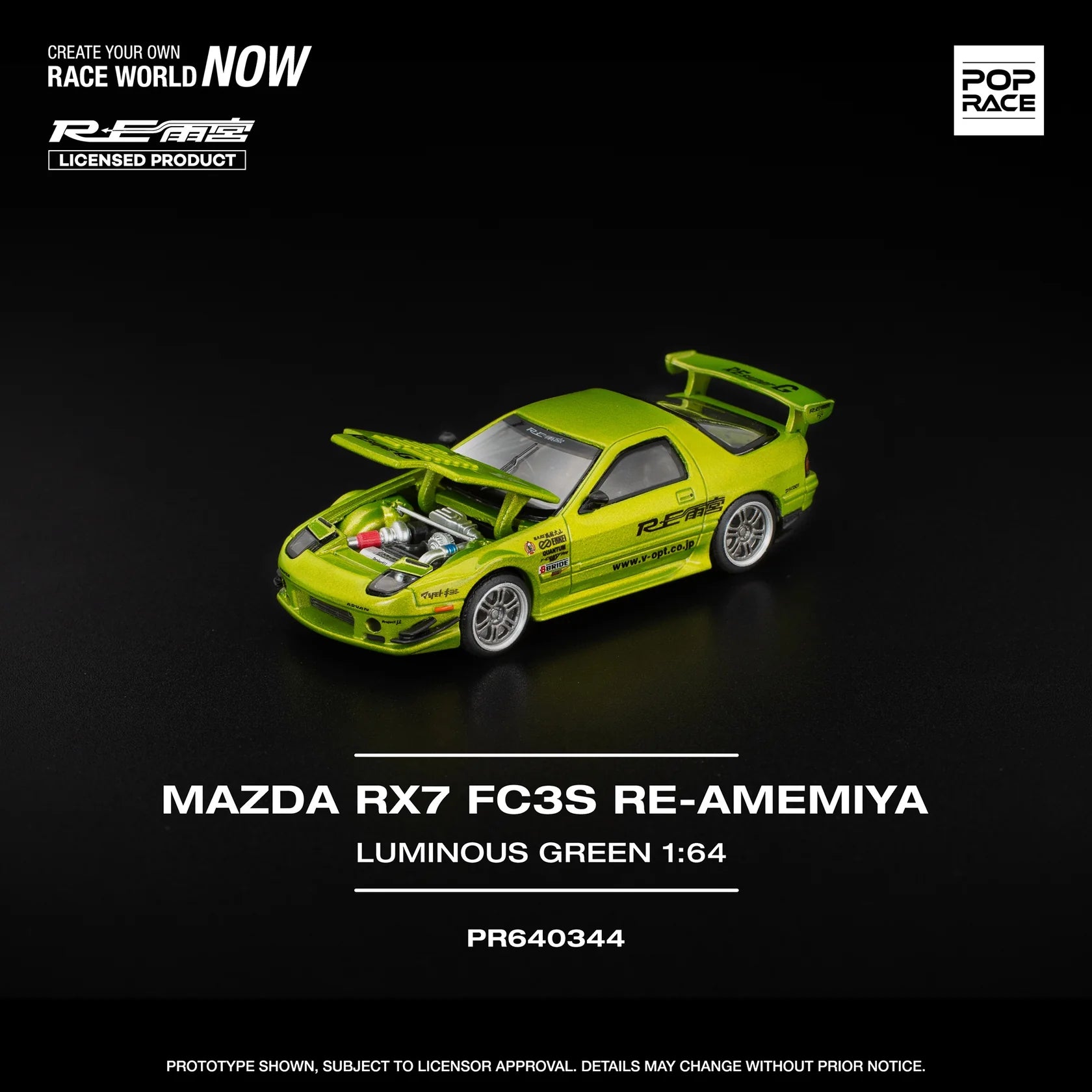 (PRE-ORDER 2026) POPRACE 1:64 Mazda RX-7 FC3S RE Amemiya Luminous Green PR640344