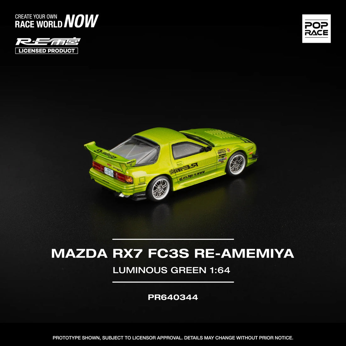 (PRE-ORDER 2026) POPRACE 1:64 Mazda RX-7 FC3S RE Amemiya Luminous Green PR640344