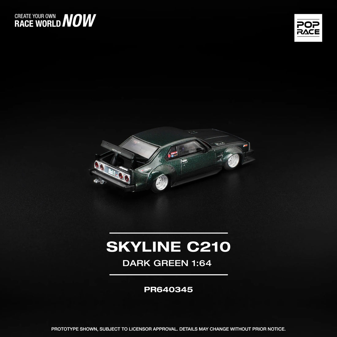 (PRE-ORDER 2026) POPRACE 1:64 Nissan Skyline C210 Dark Green PR640345