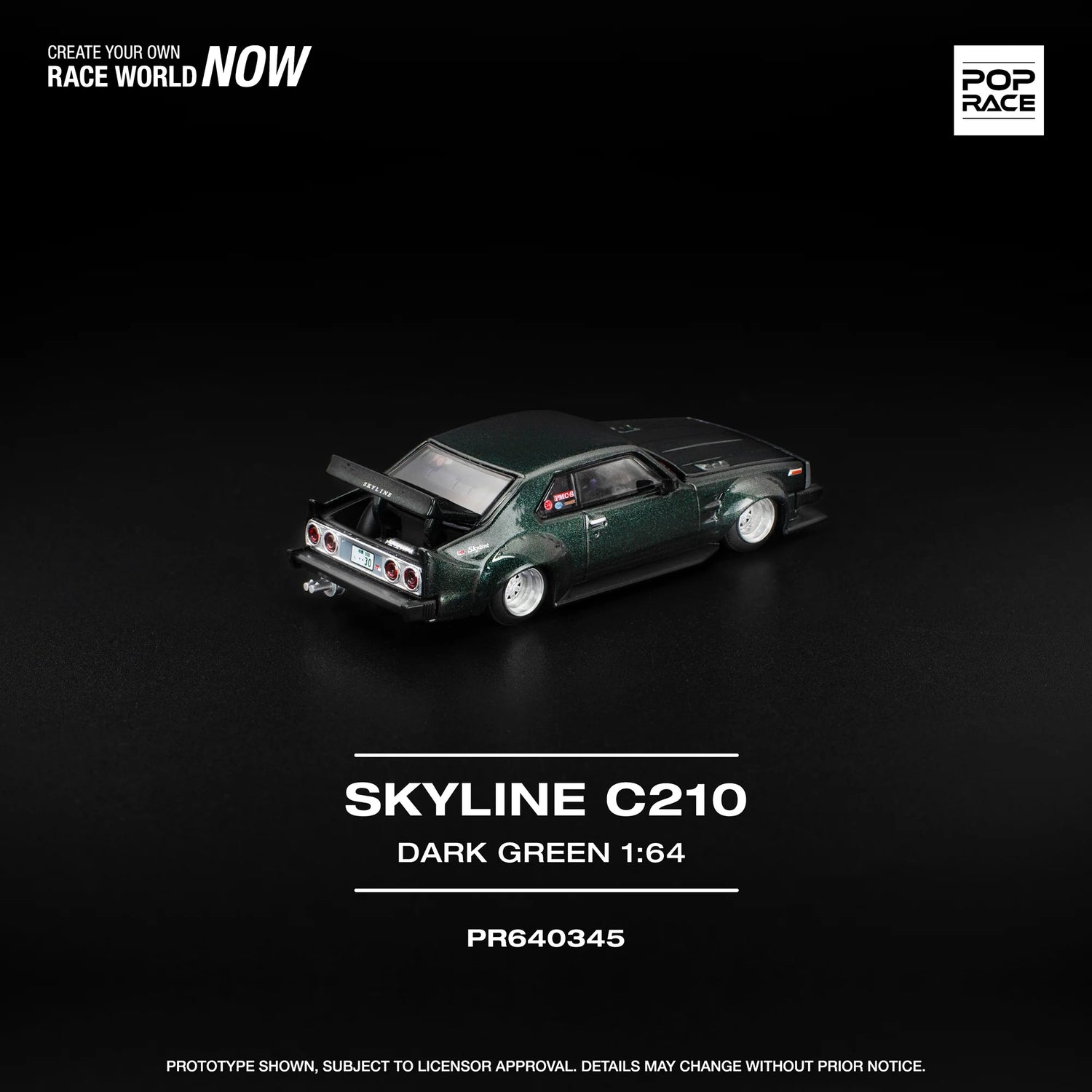 (PRE-ORDER 2026) POPRACE 1:64 Nissan Skyline C210 vert foncé PR640345
