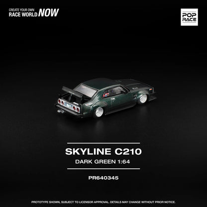 (PRE-ORDER 2026) POPRACE 1:64 Nissan Skyline C210 vert foncé PR640345