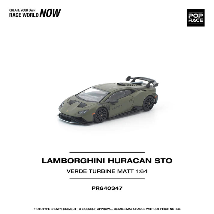 (PRE-ORDER 2026) POPRACE 1:64 Lamborghini Huracan STO Verde Turbine Matt PR640347