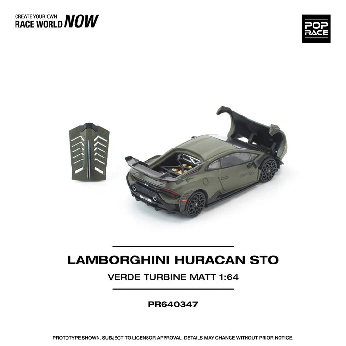 (PRE-ORDER 2026) POPRACE 1:64 Lamborghini Huracan STO Verde Turbine Matt PR640347
