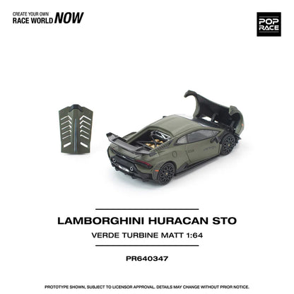 (PRE-ORDER 2026) POPRACE 1:64 Lamborghini Huracan STO Verde Turbine Matt PR640347
