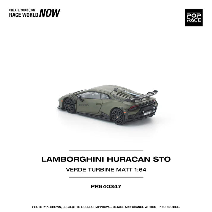(PRE-ORDER 2026) POPRACE 1:64 Lamborghini Huracan STO Verde Turbine Matt PR640347