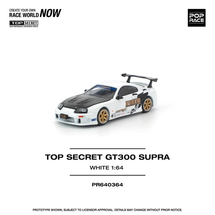 (PRE-ORDER 2026) POPRACE 1:64 Toyota Supra GT300 Top Secret White PR640364