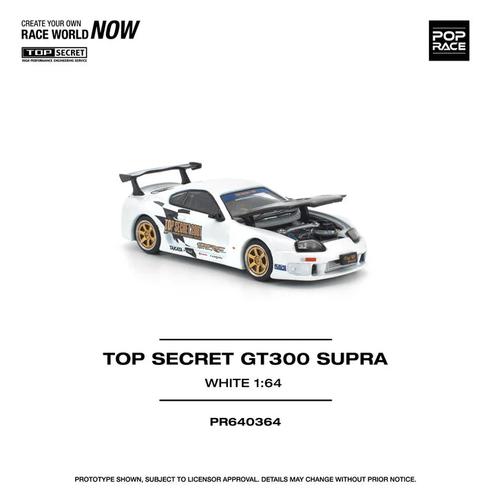 (PRE-ORDER 2026) POPRACE 1:64 Toyota Supra GT300 Top Secret White PR640364