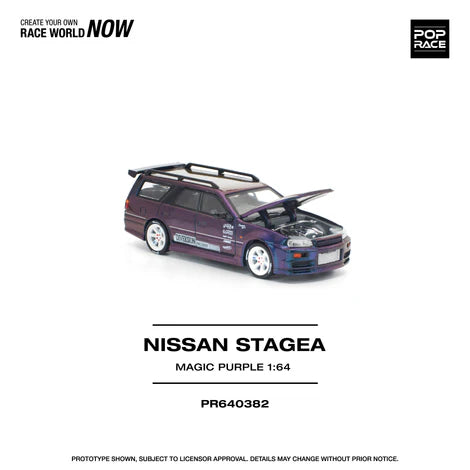 (PRE-ORDER 2025) POPRACE 1/64 - Nissan Stagea - "Magic Purple" - PR640382