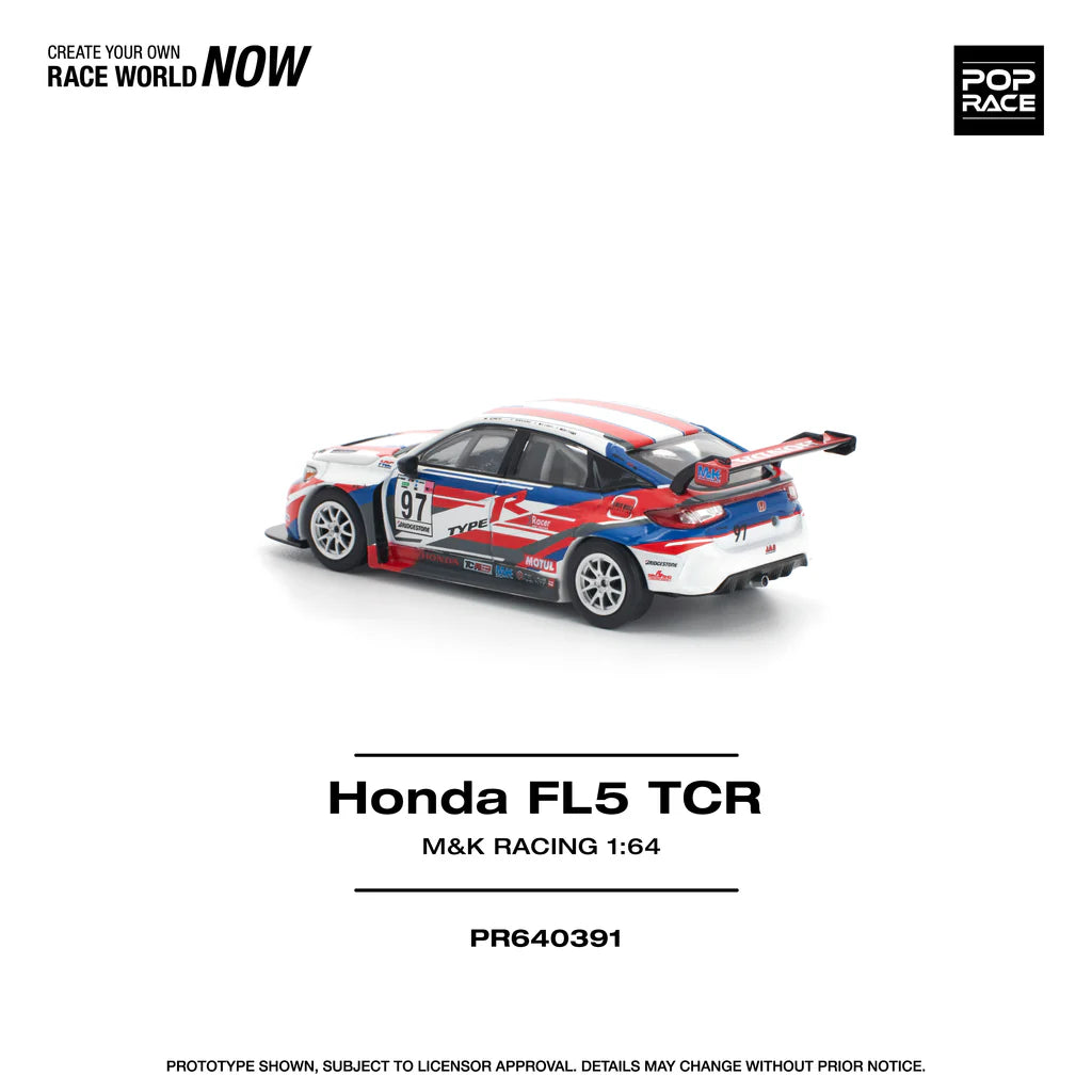 (PRE-ORDER 2025) POPRACE 1/64 - Honda Civic Type-R TCR - "M&amp;K Racing" - PR640391