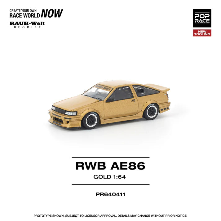 (PRE-ORDER 2026) POPRACE 1:64 Toyota AE86 RWB Gold PR640411