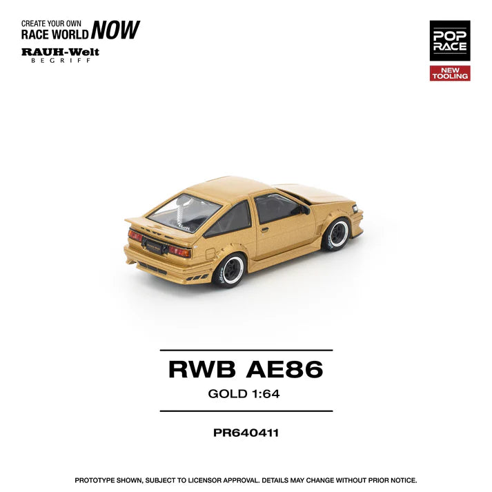 (PRE-ORDER 2026) POPRACE 1:64 Toyota AE86 RWB Gold PR640411