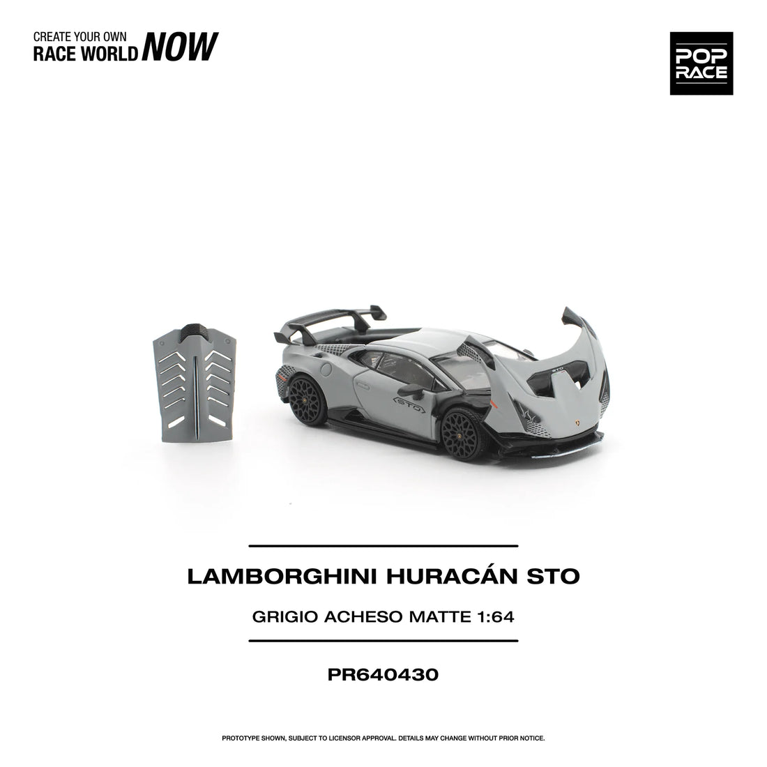 (PRE-ORDER 2026) POPRACE 1:64 Lamborghini Huracán STO Grigio Acheso Matte PR640430
