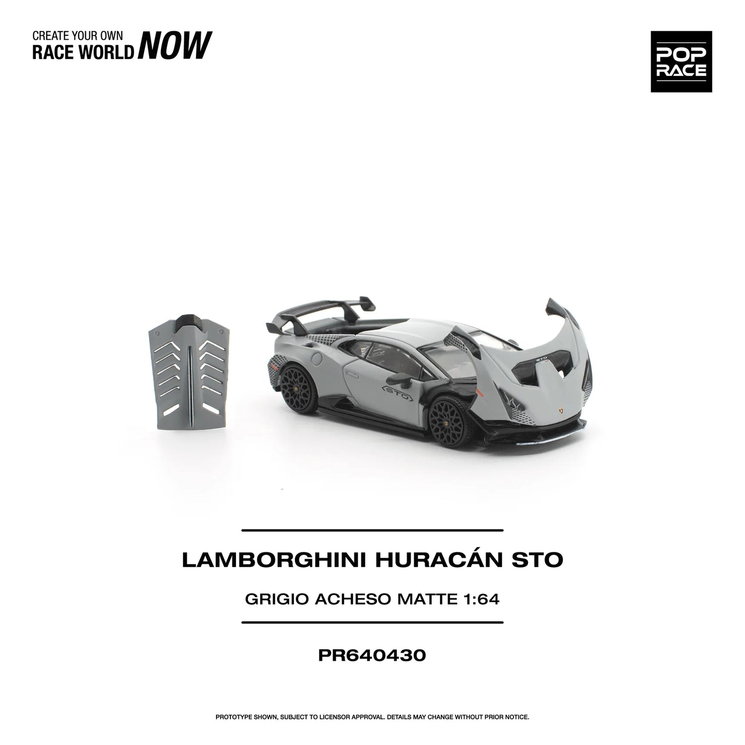(PRE-ORDER 2026) POPRACE 1:64 Lamborghini Huracán STO Grigio Acheso Matte PR640430
