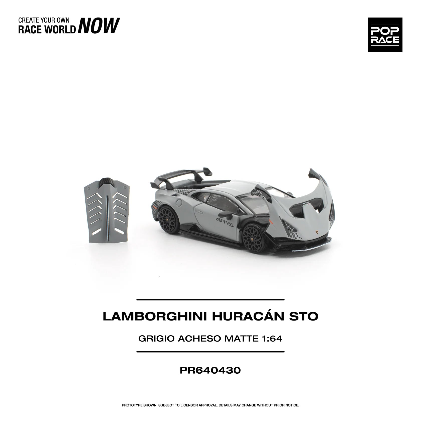 (PRE-ORDER 2026) POPRACE 1:64 Lamborghini Huracán STO Grigio Acheso Matte PR640430