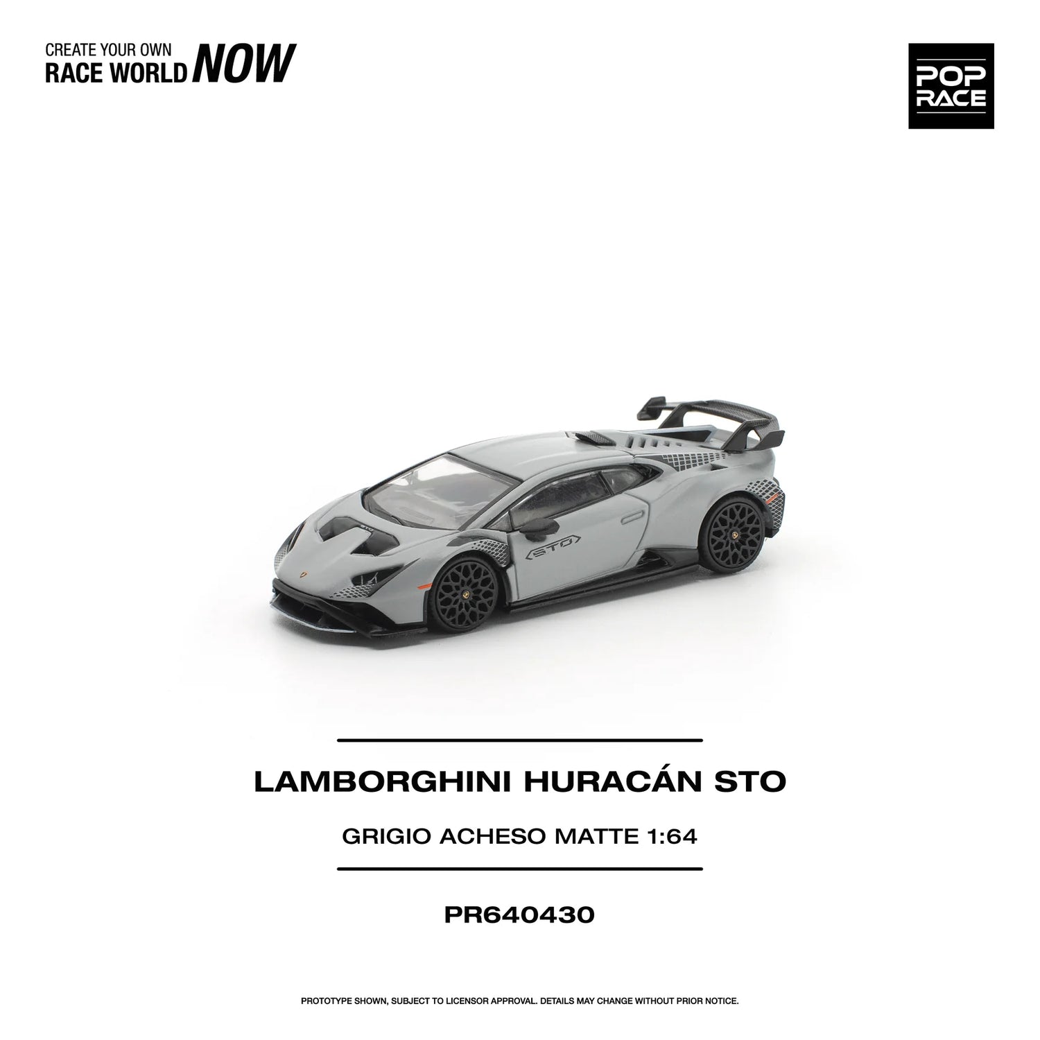 (PRE-ORDER 2026) POPRACE 1:64 Lamborghini Huracán STO Grigio Acheso Matte PR640430