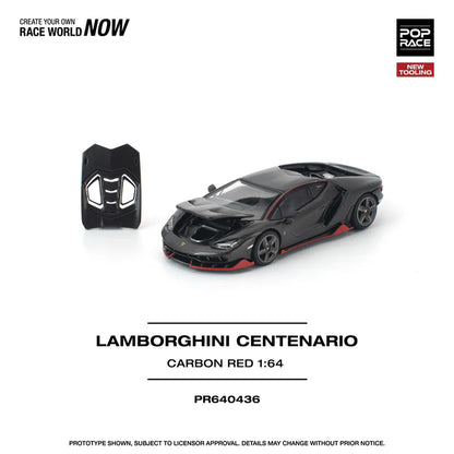 (PRE-ORDER 2026) POPRACE 1:64 Lamborghini Centenario Carbon Red PR640436