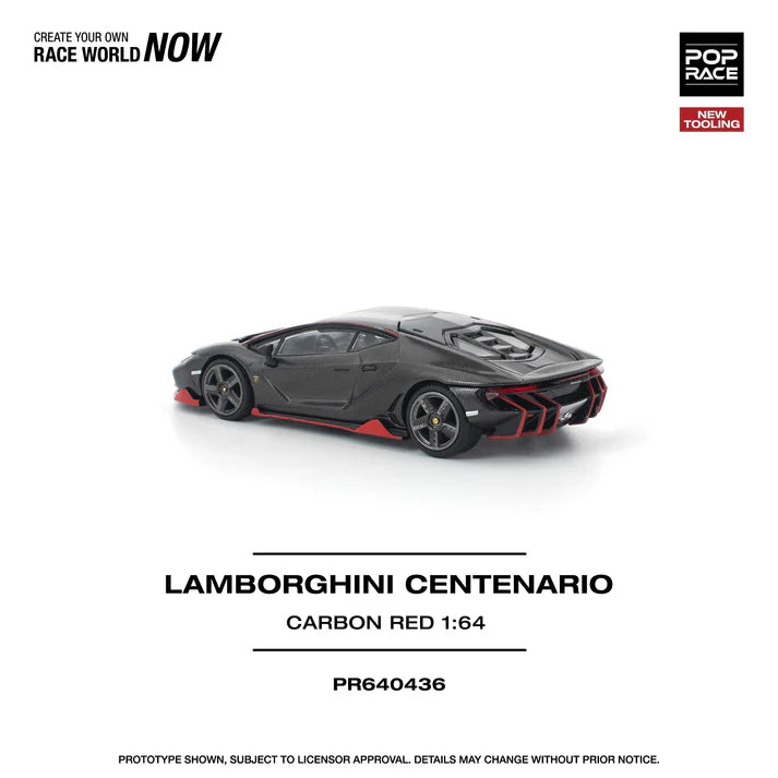 (PRE-ORDER 2026) POPRACE 1:64 Lamborghini Centenario Carbon Red PR640436