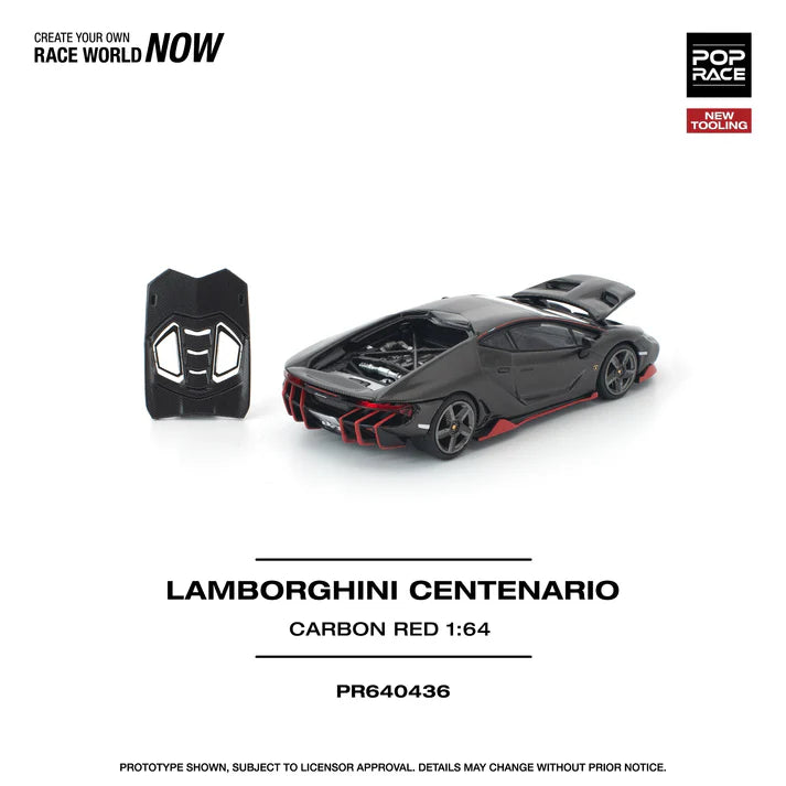 (PRE-ORDER 2026) POPRACE 1:64 Lamborghini Centenario Carbon Red PR640436