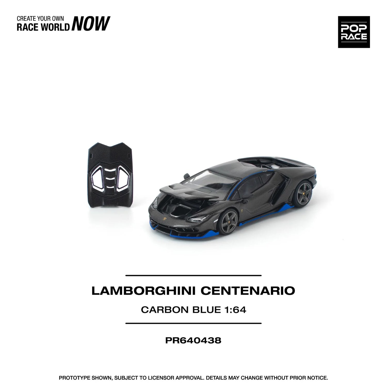 (PRE-ORDER 2026) POPRACE 1:64 Lamborghini Centenario Carbon Blue PR640438