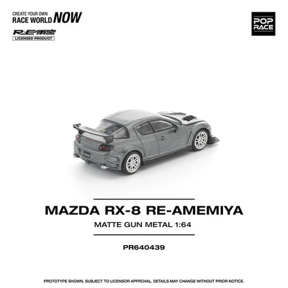 (PRE-ORDER 2026) POPRACE 1:64 Mazda RX-8 RE-Amemiya Gun Metal PR640439