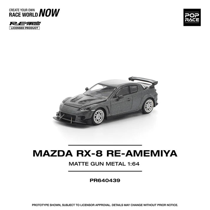 (PRE-ORDER 2026) POPRACE 1:64 Mazda RX-8 RE-Amemiya Gun Metal PR640439