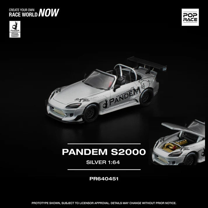 (PRE-ORDER 2026) POPRACE 1:64 Honda S2000 Pandem Silver PR640451